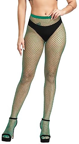Simply Joshimo Womens Coloured Fishnet Tights | Regular Diamond Net Colourful Bright Pantyhose (Green)