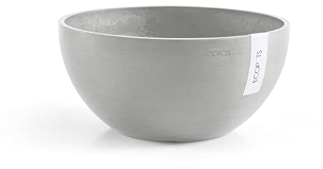 Ecopots Pflanzschale Blumentopf Brüssel Hellgrau Grau - Durchmesser Ø 25 cm rund groß - Pflanzentopf aus Recycling Kunststoff - Übertopf modern für Indoor und Outdoor