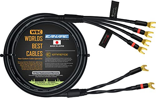 WORLDS BEST CABLES 4 Foot - Canare 4S11 – Audiophile Grade - HiFi Star-Quad Bi-Wire Single Speaker Cable for Center Channel with Eminence Gold Spade Connectors