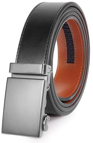 Nelbons Gürtel Herren, Gürtel Ratsche Gürtel Automatikschließe für Herren Anzug Business Kleidung,Breit 35mm,Größe Angepasst