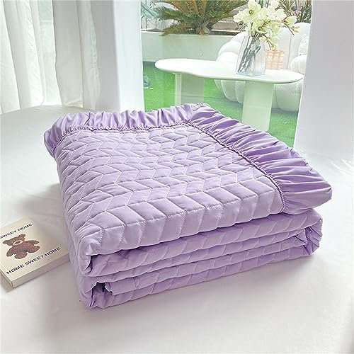 Chickwin Copriletto Trapuntato Estivo Design Balze, Tinta Unita Copriletti Trapuntati Copriletti Traspirante Microfibra Confortevole per Letto Singolo Matrimoniale King (150x200cm,Viola)