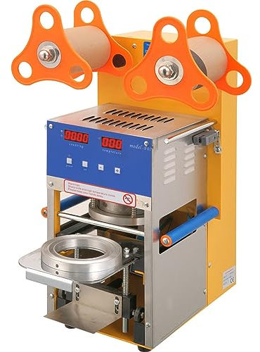 Commercial Cup Sealing Machine,400W Electric Milk Cup Sealer,Manual Milk Tea Cup Sealing Machine, Plastic & Paper Cup Bubble Tea Cup Sealing Machine