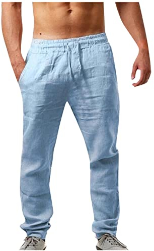 KONG JIMFAN Herren Sweathose Leichte Hosen Taschen Sport Hose Herren Ranger Hose Herren Jogginghose Herren Lang Sportswear Parachute Pants Men Sport Handschuhe Gym(Himmelblau,L)