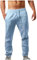 KONG JIMFAN Herren Sweathose Leichte Hosen Taschen Sport Hose Herren Ranger Hose Herren Jogginghose Herren Lang Sportswear Parachute Pants Men Sport Handschuhe Gym(Himmelblau,L)