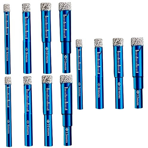 DOITOOL 12 Pcs Ceramic Drill Bit Diamond Glass Drill Bit Diamond Hole Core Drill Bit Marble Diamond Coated Hole Drill Bits Drill Bit for Ceramic Tile Triangle Glass Drill Ceramics Granite