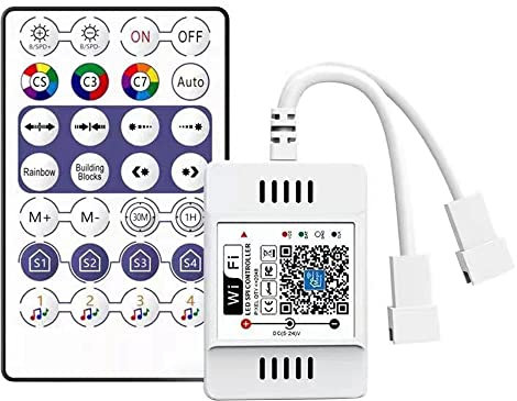 Ghulumn DC5V-24V Controller RF 28 WiFi APP Vocale Musicale per WS2812B WS2811 RGB Light Dimmer Domestico