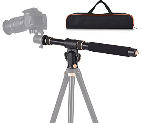 Andoer Brazo de extensión de trípode universal de aleación de aluminio, extensor desmontable, columna central horizontal para trípode de 48 a 106 cm, brazo retráctil con base giratoria de 360° para