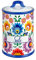 Baroni Home Salière en Céramique Décoré, Pot de Rangement de Cuisine avec Couvercle Hermétique pour Sauver l’Arôme, Pot à Sel de Qualité, Ligne Flora, 11x11x17 cm
