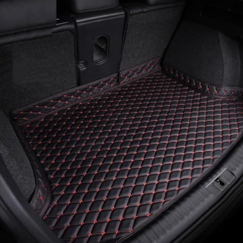QUNINE Auto Leder Kofferraummatte Kofferraummatten für Opel Insignia B 2017-2022, Wasserdicht Kratzfest Kofferraum Schutzmatte Auto Kofferraum Interieur ZubehöR,6 Black Red