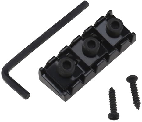 YINETTECH 42mm Guitar Metal String Locking Nut with Mounting Screws and Wrench Compatible with FLOYD ROSE Tremolo Double Locking System Black
