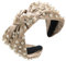 scicent Haarschmuck Hochzeit Breit Leder PU Stirnband Knoten Haarreif mit Perle Breit Stirnbänder Mode Haarband Damen Kopfschmuck für Frauen und Mädchen(Beige) - 26706