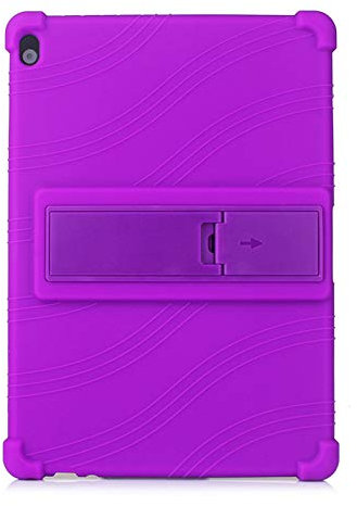 Silicone Case for Lenovo Tab E10 TB-X104N / TB-X104F 10.1'' Tablet Case, Kids Friendly Soft Silicone Adjustable Stand Cover for Tab E10 TB-X104 10.1 Case with PC Stand (Purple)