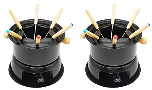 Chocolate Fondue Maker Set with Ice Cream Cheese and Hot Pot Function Multifunction Carbon Steel Melting Pot Fondue Set