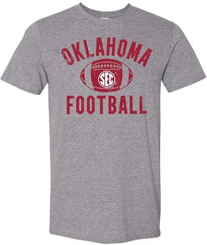 Red & West Herren Oklahoma Sooners Baumwolle T-Shirt mit Vintage SEC Football Logo, Grau (Graphite//Nature's Delight), L