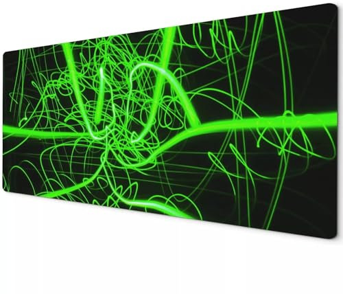 Jinmer Lignes rayées Vertes Tapis de Souris Gaming 1200x600x3 mm Tapis de Souris XXL Grand Tapis de Bureau,Antidérapant Clavier Souris Tapis de Souris,Lavable Tapis de Bureau pour Ordinateur Portable