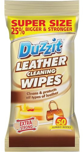 AMK® Duzzit Leather Cleaning Wipes 50 Pack Clean & Protect All Types Of Leather Add Shine and Repel Dirt or Dust