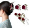 Ypkia 3 Stück Blumen Haarklammer Klein Gold Metall Haarspangen Damen Mittel mit Quaste Haarclip Für Frauen Mädchen Dünnes Haarschmuck