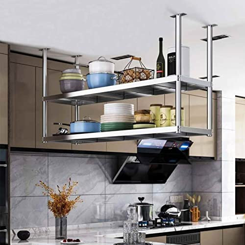 XMWOEIX Schwebende Regale, Lagerregale für die Küchenbar, Hängeregal unter der Theke zur Präsentation von Weingläsern, Flaschen, Büchern und Dekorationen, Deckenregal (Größe: 80 x 35 x 80 cm)