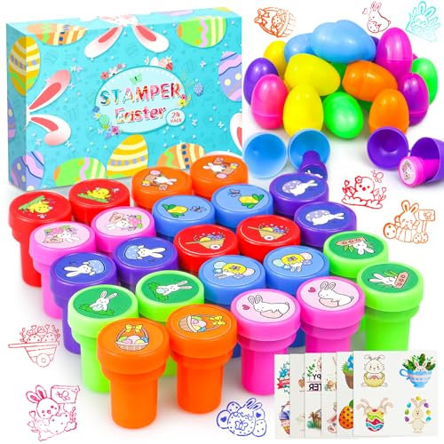 24 Stück Stempelset - Selbstfärbend Stempel für Kinder mit Kaninchen Briefmarken, Stempelset Tiere, Niedliche Spielzeugstempel aus Plastik, Spiel, Spaß, Hobby und mehr