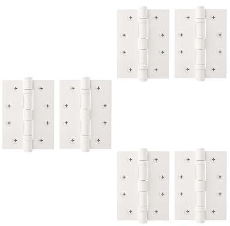 EAI White Door Hinges | 4 Inch / 102mm White Internal Fire Door Hinges | 3 Pairs
