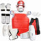 Taekwondo Schutzanzug für Erwachsene und Kinder, Wettkampfsport-Set, Schienbeinausrüstung, Kopf-Mund-Handschuhe, kombinierter Sportschutz, Kinder (Rot, 160–170 cm)