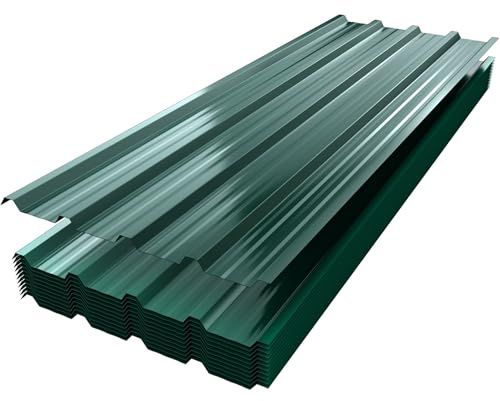 NAIZY Chapa trapezoidal galvanizada, 129,5 x 45 cm, 12 unidades, incluye guantes y tornillos con arandelas de sellado, chapa de metal, fácil montaje y durabilidad, color verde