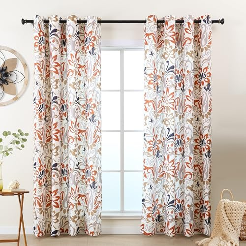 L.Z.E Vorhang Orange mit Ösen, Gardinen Orange Sichtschutz 70% - 80% Lichtdurchlässig für Wohnzimmer Schlafzimmer Fenster, 2er Set Vorhänge, Dekoschals 175 cm Höhe Kurz Dünn