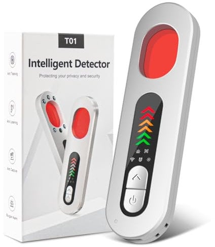 Wanzen Detektor Versteckte Kamera Finder mit 6 Stufen Empfindlichkeit, 4-in-1 Multimode Hidden Camera Detector, Anti Aufnahme Detektoren GPS Tracker Detektor für Hotel Heim Büro (weiß)