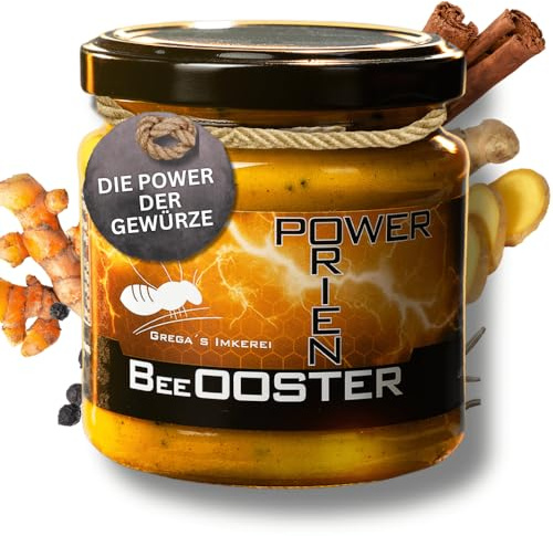 ORIENT BeeOOSTER Power 250g – Honig mit Kurkuma, Schwarzkümmel, Ceylon-Zimt, Ingwer & Kardamom Natürliche Gewürzmischung für puren Genuss