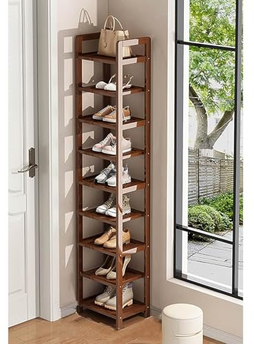 LXJBBD Schuhregal aus Holz, platzsparend, für Schrank, Bad oder Balkon, kleines Eck-Schuhregal