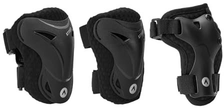 ATTABO Inliner Schoner Erwachsene - Blagger Set Schwarz Größe L - Knieschützer Arbeit, Ellbogen- und Handgelenkschutz für Skateboard, PE & Eva Schaum, Verstellbare Klettverschlüsse