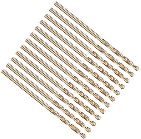 PATIKIL 2mm Drill Bit, Jobber Straight Shank M35 Cobalt 5% High-Speed Steel 135° Gold Finish for Stainless Steel Hard Metal - 12 Pack