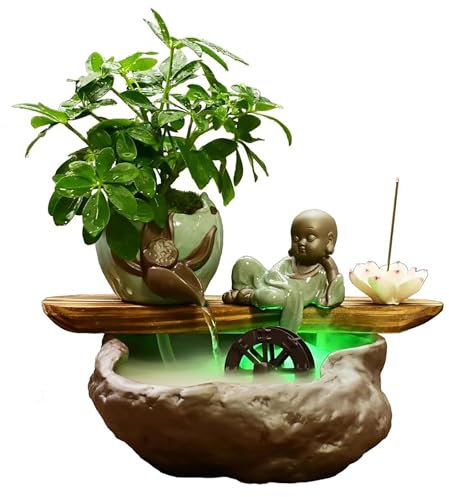 Fontaine D'intérieur Lumineuse, Petit Aquarium, Cascade Zen, pour Maison, Bureau, Entreprises et Méditation