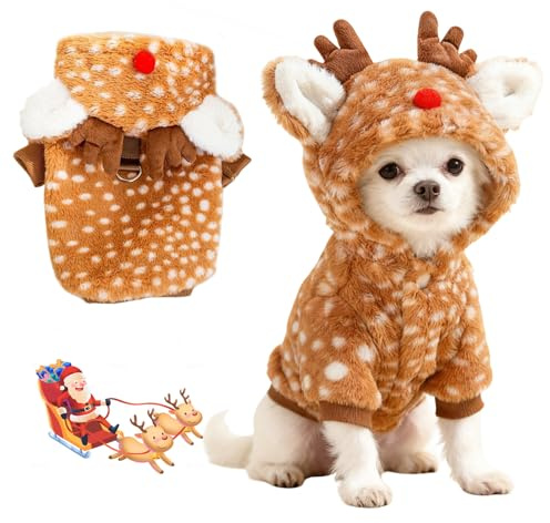 SPERMUOY Hund Kostüme Weihnachten Haustier Kleidung Weihnachts Katzen Hunde Kostüm mit hat,Haustier Kostüm Hundekostüm Weihnachten für Klein Hund Katze-L