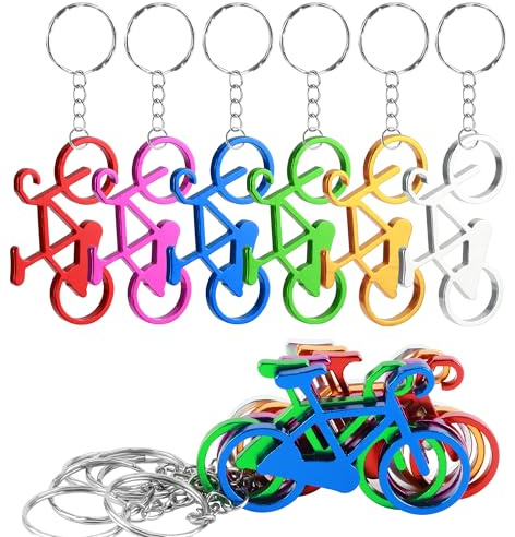 12 Stück Fahrrad Bier Flaschenöffner Fahrrad Schlüsselanhänger mit Flaschenöffner Bieröffner Fahrrad Schlüsselring Geschenk Sammler, 6 Farbe