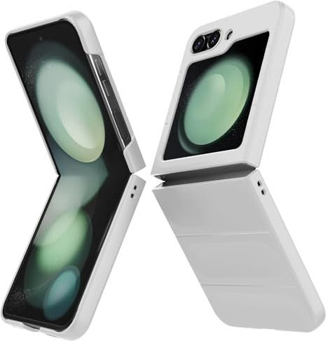 BonYonka Cover per Samsung Galaxy Z Flip 5, Custodia Rigida in PC Ultra Sottile e Antiurto, Custodia Antigraffio con Protezione della Fotocamera per Samsung Galaxy Z Flip 5, Bianco
