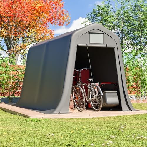Garagenzelt (213x366x225cm), Carport wasserdicht mit Belüftungsöffnungen und Heringen, Lagerzelt für Fahrräder, Gartengeräte, Motorräder, Zeltgarage für Gärten, Terrassen