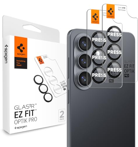 Spigen Optik Pro [2 Pack] Camera Lens Protector for Samsung Galaxy S26 Plus | Black, 9H Hardness Tempered Glass, Individual Lens Protection, Precise Lens Cutouts, Flash-Safe, Crystal Clear