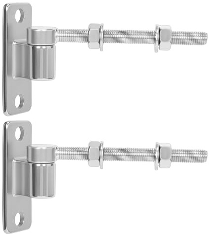 rloao 6 Gate Hinge M12, Heavy Duty 304 Stainless Steel Fence Gates Hinges | Up to 250kg/550 LBS, Hole Dia 16mm, 2-Pack 15cm J-Bolt Gate Hinges, Metal Gates Hardware for Farm Fence Garden