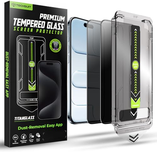 Techsuit Blickschutzfolie 2er Pack für iPhone 17 Air Gehärtetes Glas mit Vollständige Abdeckung, HD Klarheit, Stoßschutz, Anti Spy Beschichtung, TitanGlass FullCover Privacy