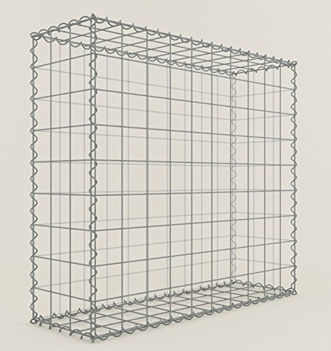 GABIONA Steinkorb-Gabione eckig, Maschenweite 10 x 10 cm, Tiefe 30 cm, Spiralverschluss, galvanisch verzinkt (100 x 90 x 30 cm)