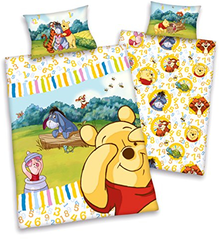 Disney Winnie The Pooh Baby Flanell Bettwäsche 40x60 + 100x135cm, 100% Baumwolle/Biber