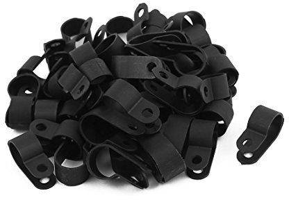 sourcing map 50pcs Serre-câble Attache Grillage Rigide Fixation Cable Electrique Clip Nylon R Type 1/2 13,2 mm Serre-Fil Cordon Noir Fixation Agrafe
