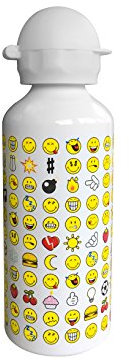zakdesigns Smiley Drinking Bottle, Aluminium, White/Yellow, 7 x 7 x 22 cm
