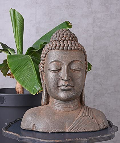 Unbekannt Buddha Skulptur XXL Kopf Büste Asien Gartenfigur Feng Shui Balkonfigur Palazzo Exklusiv