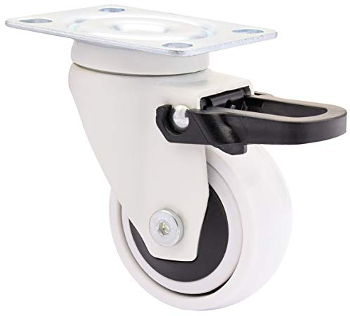 WAGNER Design - 3C - Lenkrolle/Apparaterolle/Transportrolle/Möbelrolle - weiß, Softlauffläche, Durchmesser Ø 50 mm, Total-Feststeller, Kugellager, Tragkraft 50 kg - 01235101