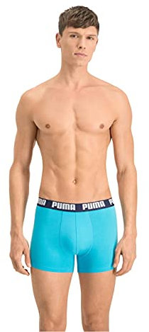 PUMA Basic Boxer 2P Boxer Homme Bleu (Aqua/Blue 796) Medium (Taille Fabricant:020) 2lot de2