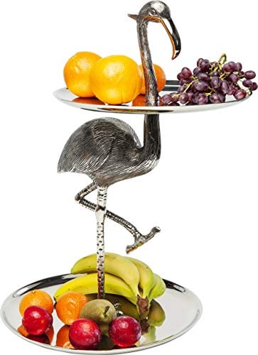 Kare Design Etragere Flamingo, Silber, Etragere, Aluminium, handgearbeitet, 53x38x43 cm (H/B/T)