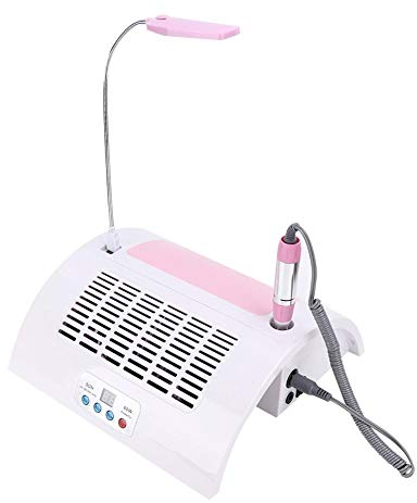 4 in 1 Manicure Machine, 60W Professional Nail Drill Pen Nail Dust Collector Manicure Light Hand Rest Pillow Multi-Functional Nail Art Equipment(UK)