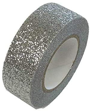 Syntego Rollen selbstklebendes, klebriges, glitzerndes Washi-Klebeband für dekoratives Handwerk, 15 mm x 5 Meter 2 Silber